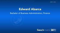 Edward Abarca, Bachelor of Business Administration, Finance