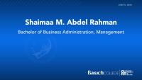 Shaimaa M. Abdel Rahman, Bachelor of Business Administration, Management