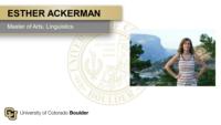ESTHER ACKERMAN; Bachelor of Arts; Linguistics