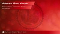 Mohammad Ahmad Alhussein, Master of Business Administration, Business Administration