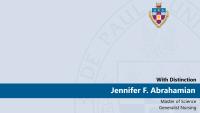 Jennifer F. Abrahamian, Master of Science, Generalist Nursing, With Distinction