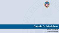Ololade O. Adesibikan, Master of Science, Generalist Nursing