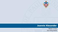 Jeannie Alexander, Master of Arts, Educationg Adults