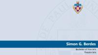 Simon G. Berdes, Bachelor of Fine Arts, Theatre Arts