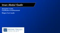 Iman Abdul Qadir; Associate in Arts; Certificate of Achievement; Magna Cum Laude