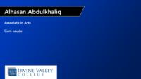 Alhasan Abdulkhaliq; Associate in Arts; Cum Laude