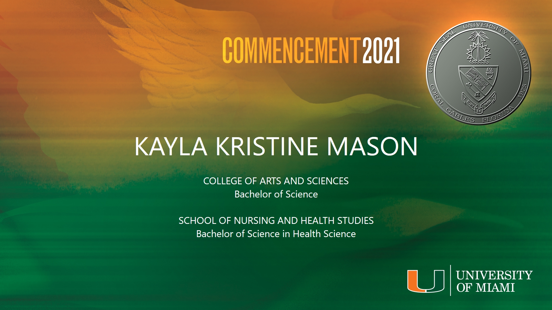 KAYLA KRISTINE MASON, SCHOOL OF NURSING AND HEALTH STUDIES, Bachelor of Science in Public Health