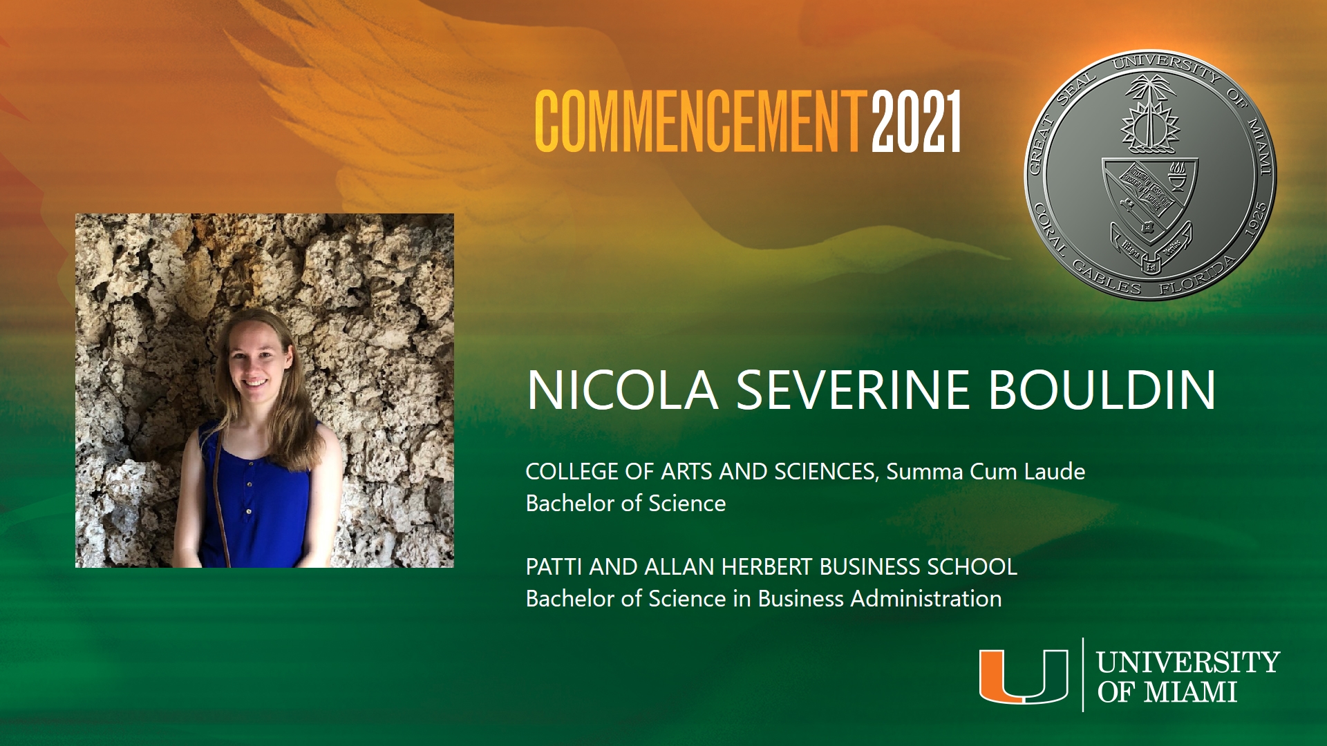 NICOLA SEVERINE BOULDIN, PATTI AND ALLAN HERBERT BUSINESS SCHOOL, BACHELOR OF SCIENCE IN BUSINESS ADMINISTRATION 