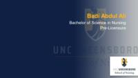Badi Abdul Ali; Bachelor of Science in Nursing; Pre-Licensure