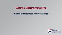 Corey Abramowitz, Master of Integrated Product Design