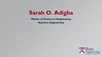 Sarah O. Adigba, Master of Science in Engineering, Systems Engineering